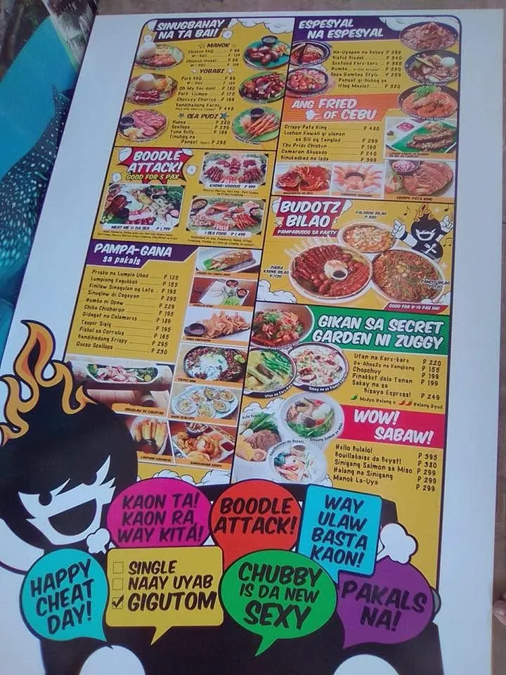 Menu, fresh off MCAV's printer