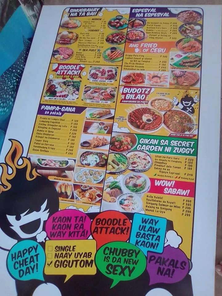 Menu, fresh off MCAV's printer