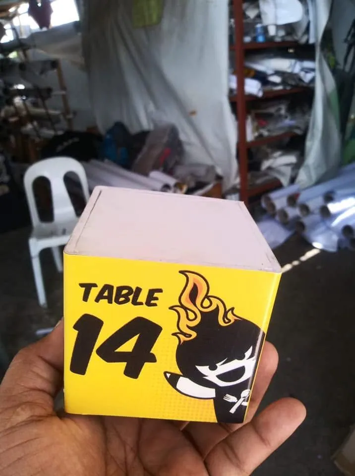 Menu, fresh off MCAV's printer