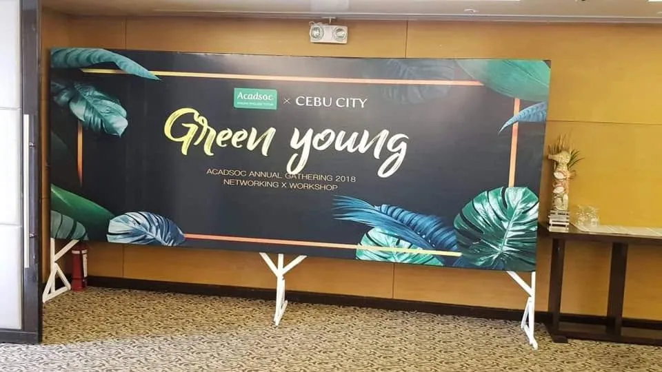 Acadsoc framed tarpaulin, printed and installed by MCAV