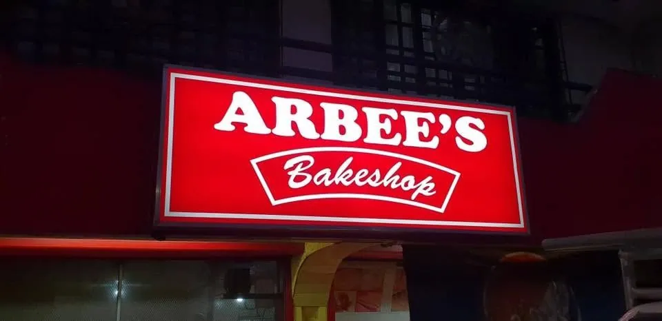 Arbee's Bakeshop Panaflex sign, printed and installed by MCAV
