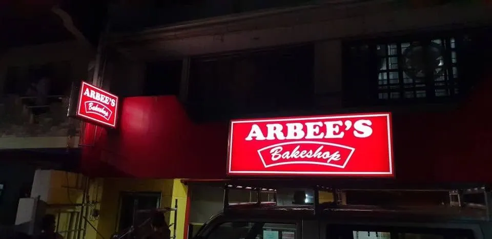 Arbee's Bakeshop Panaflex sign, printed and installed by MCAV