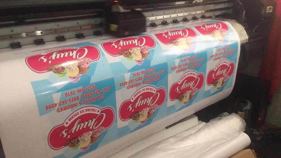 Chuy's Italian Ice Cream labels, fresh off MCAV's printer