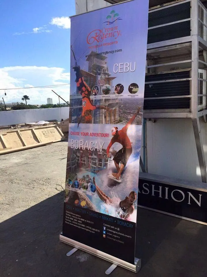 Crown Regency Hotels & Resorts roll-up banner, printed and installed by MCAV