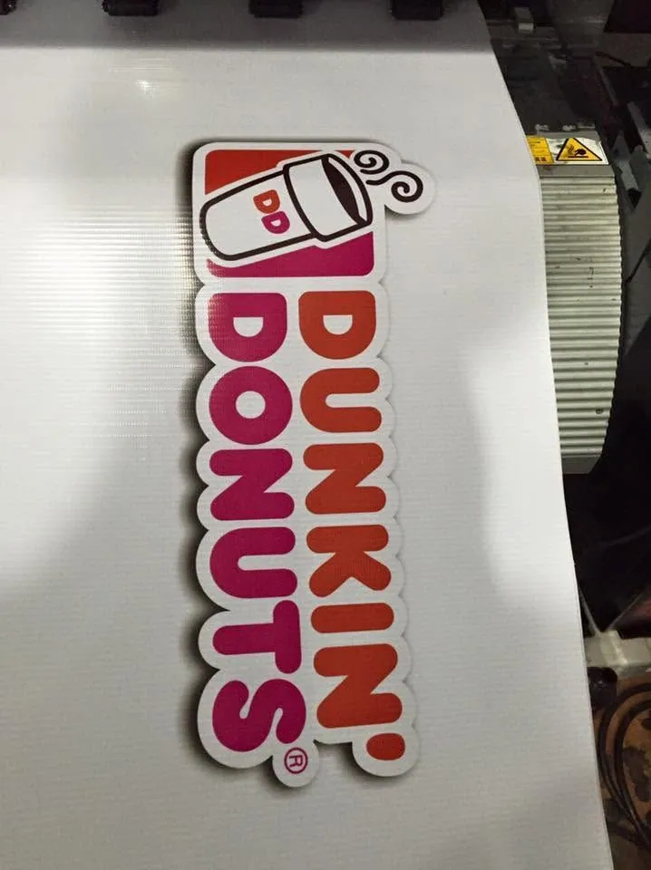 Dunkin' die-cut stickers, fresh off MCAV's printer