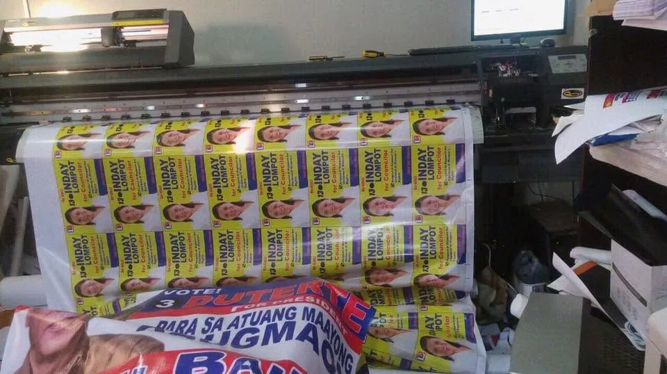 Election campaign tarpaulin, fresh off MCAV's printer