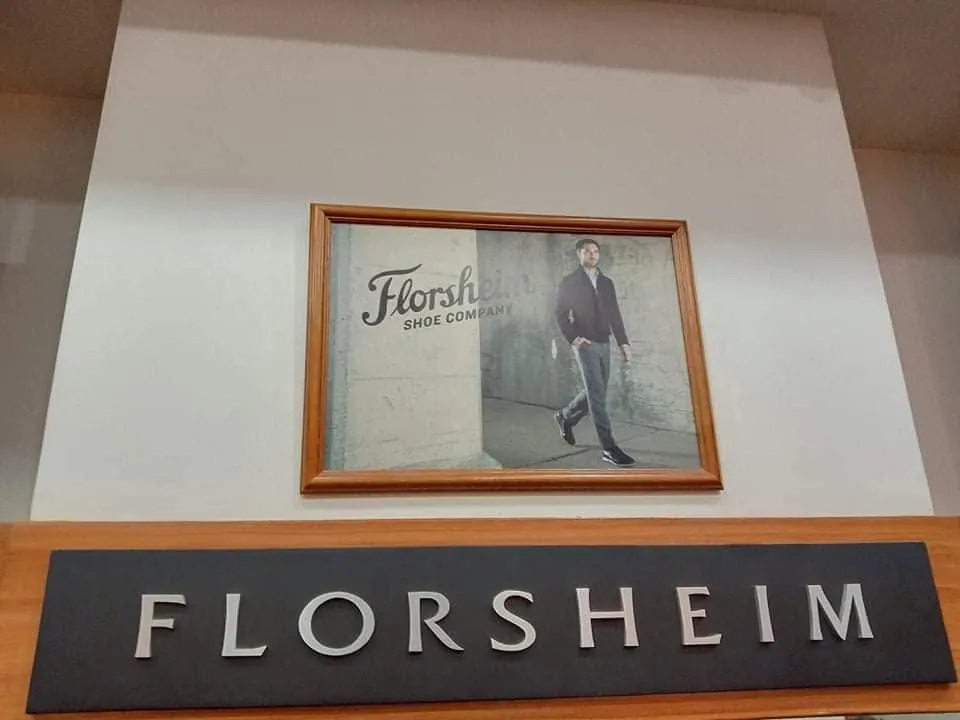 Florsheim sign, printed and installed by MCAV
