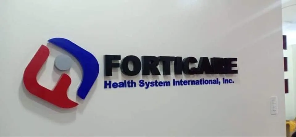 Forticare Health System International, Inc. acrylic built-up letters, printed and installed by MCAV