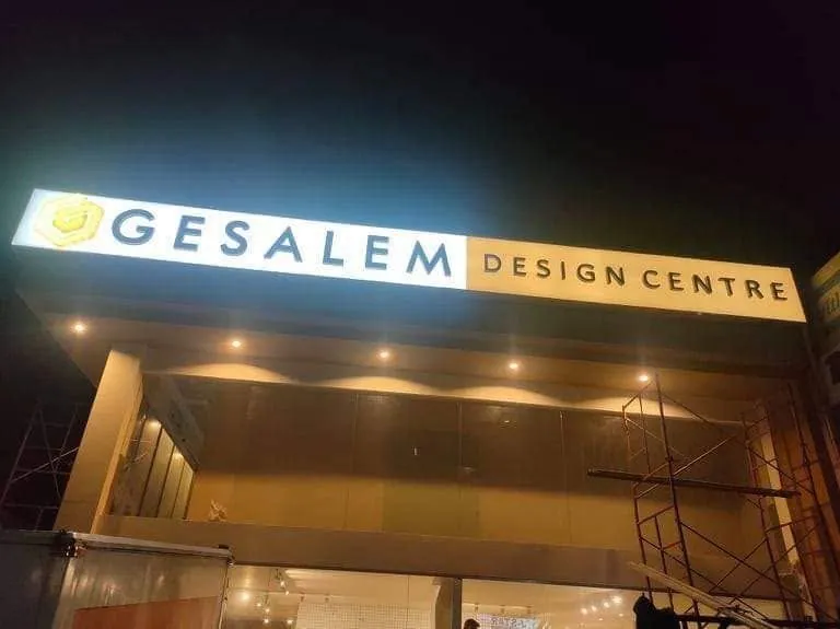 Gesalem Design Centre lighted sign, printed and installed by MCAV