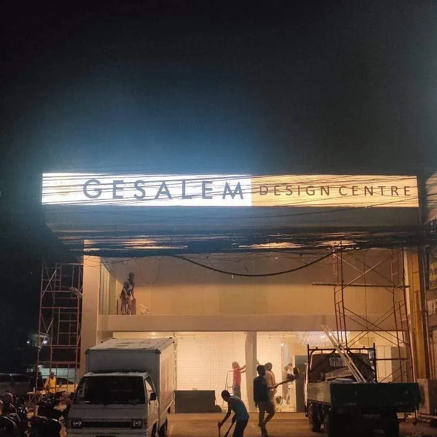 Gesalem Design Centre lighted sign, printed and installed by MCAV
