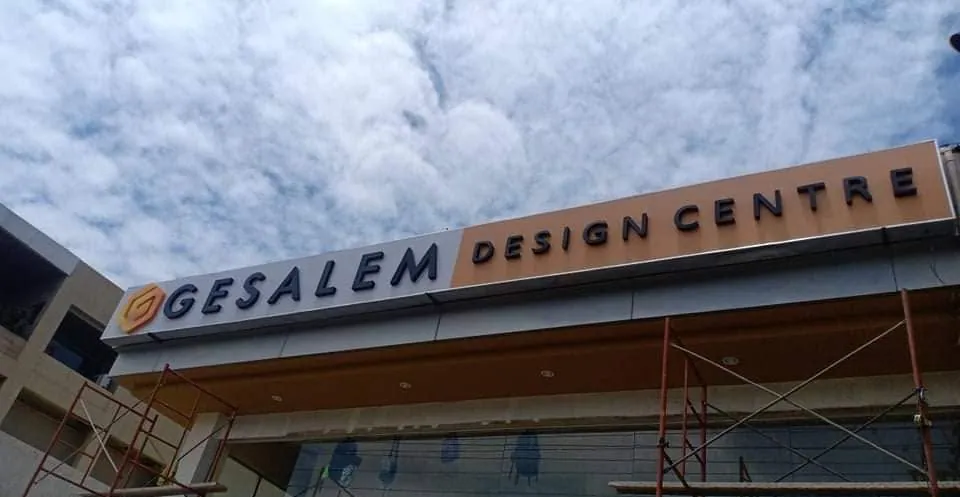 Gesalem Design Centre lighted sign, printed and installed by MCAV