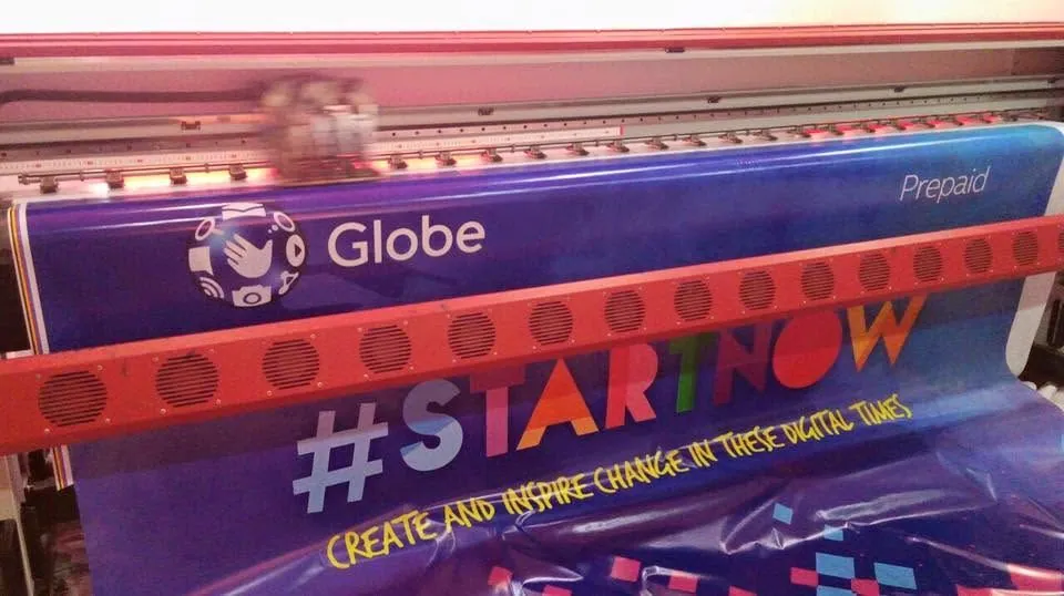 Globe tarpaulin, fresh off MCAV's printer