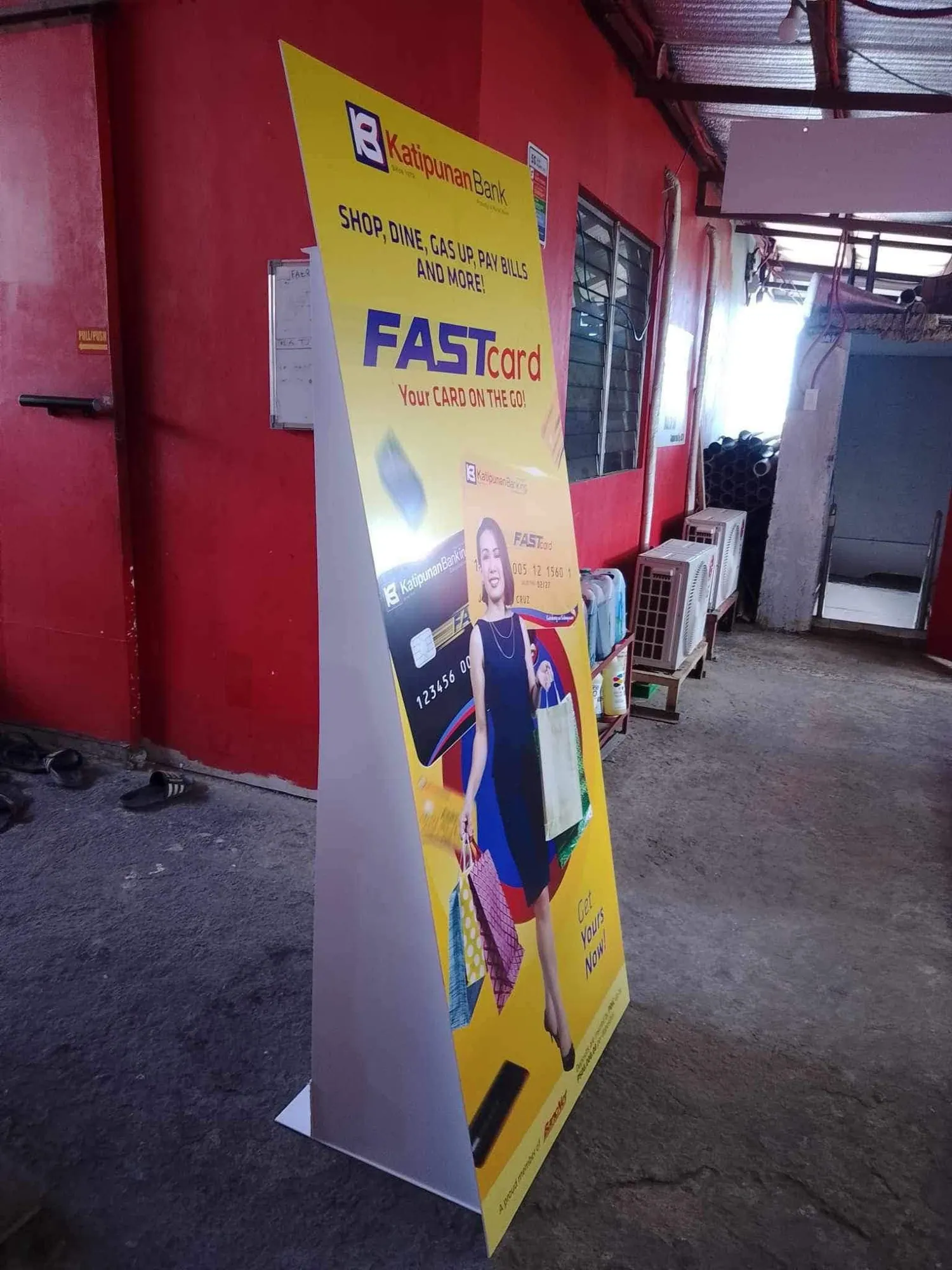Katipunan Bank standee, fresh off MCAV's printer