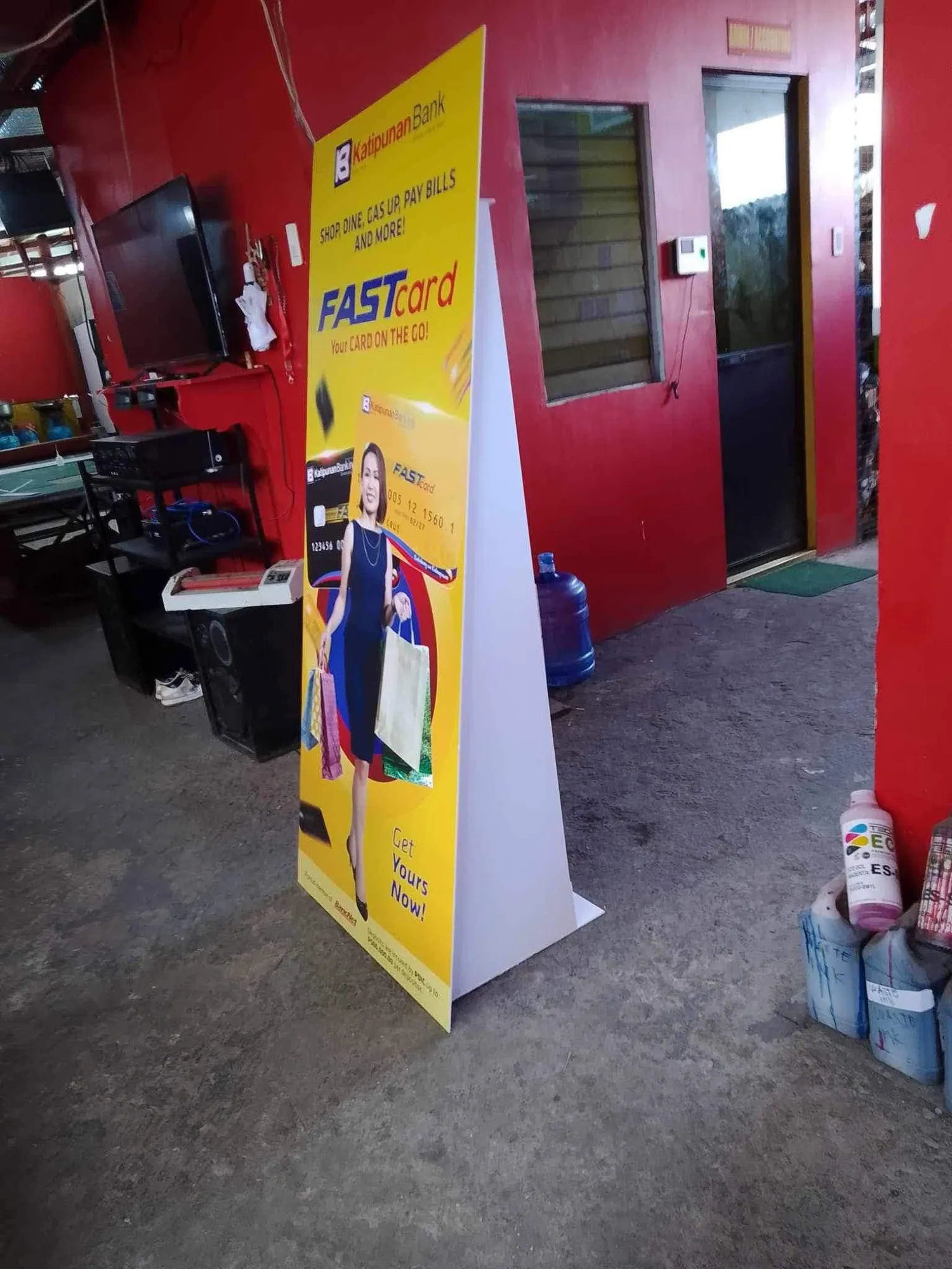 Katipunan Bank standee, fresh off MCAV's printer
