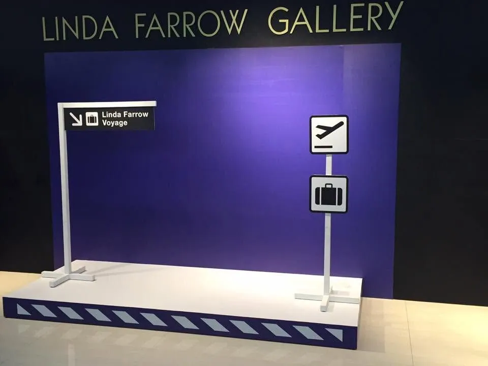 Linda Farrow sintra board display, printed and installed by MCAV