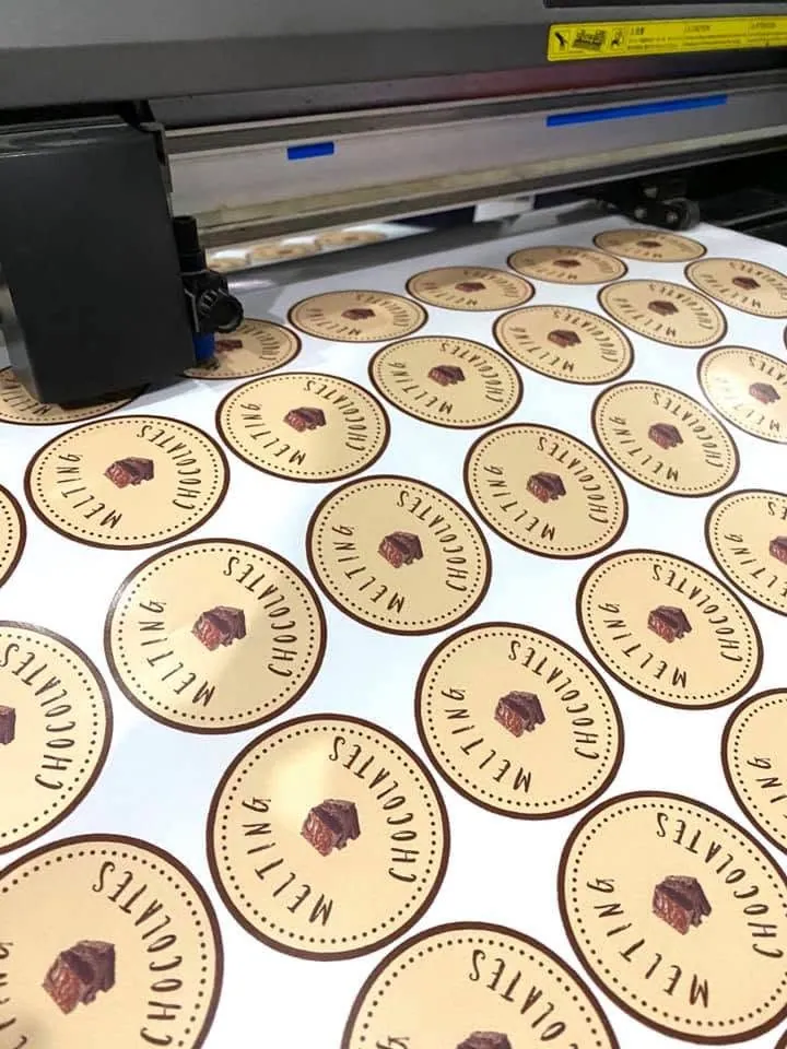 Melting Chocolates die-cut stickers, fresh off MCAV's printer