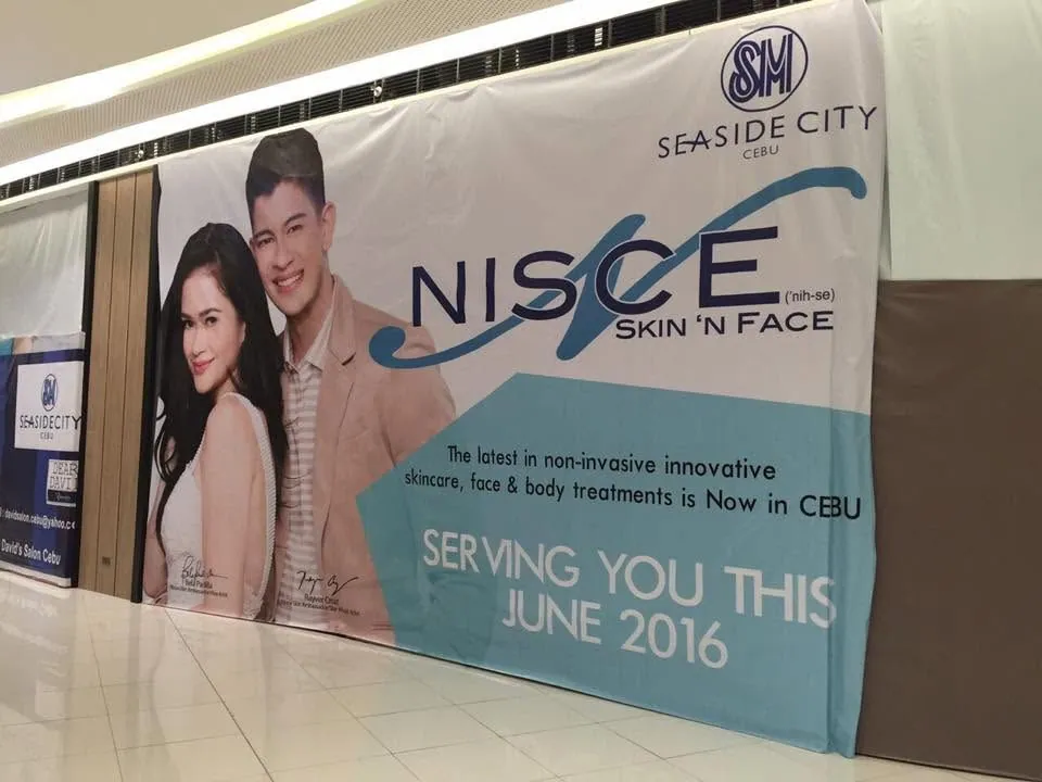 Nisce Skin 'N Face tarpaulin at SM Seaside City Cebu, printed and installed by MCAV