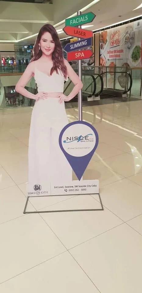 Nisce Skin 'N Face standee at SM Seaside City, Cebu, printed and installed by MCAV