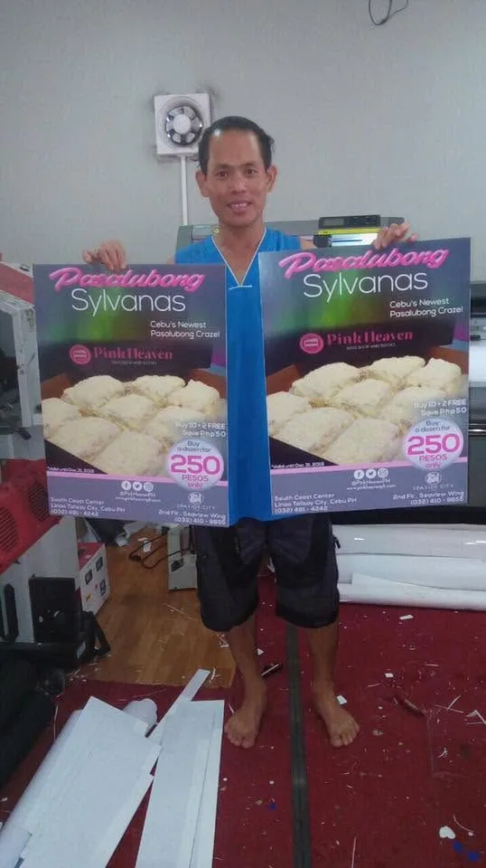 Pink Heaven Bakeshop and Bistro sintra board display, fresh off MCAV's printer