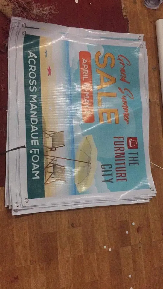 The Furniture City tarpaulin, fresh off MCAV's printer