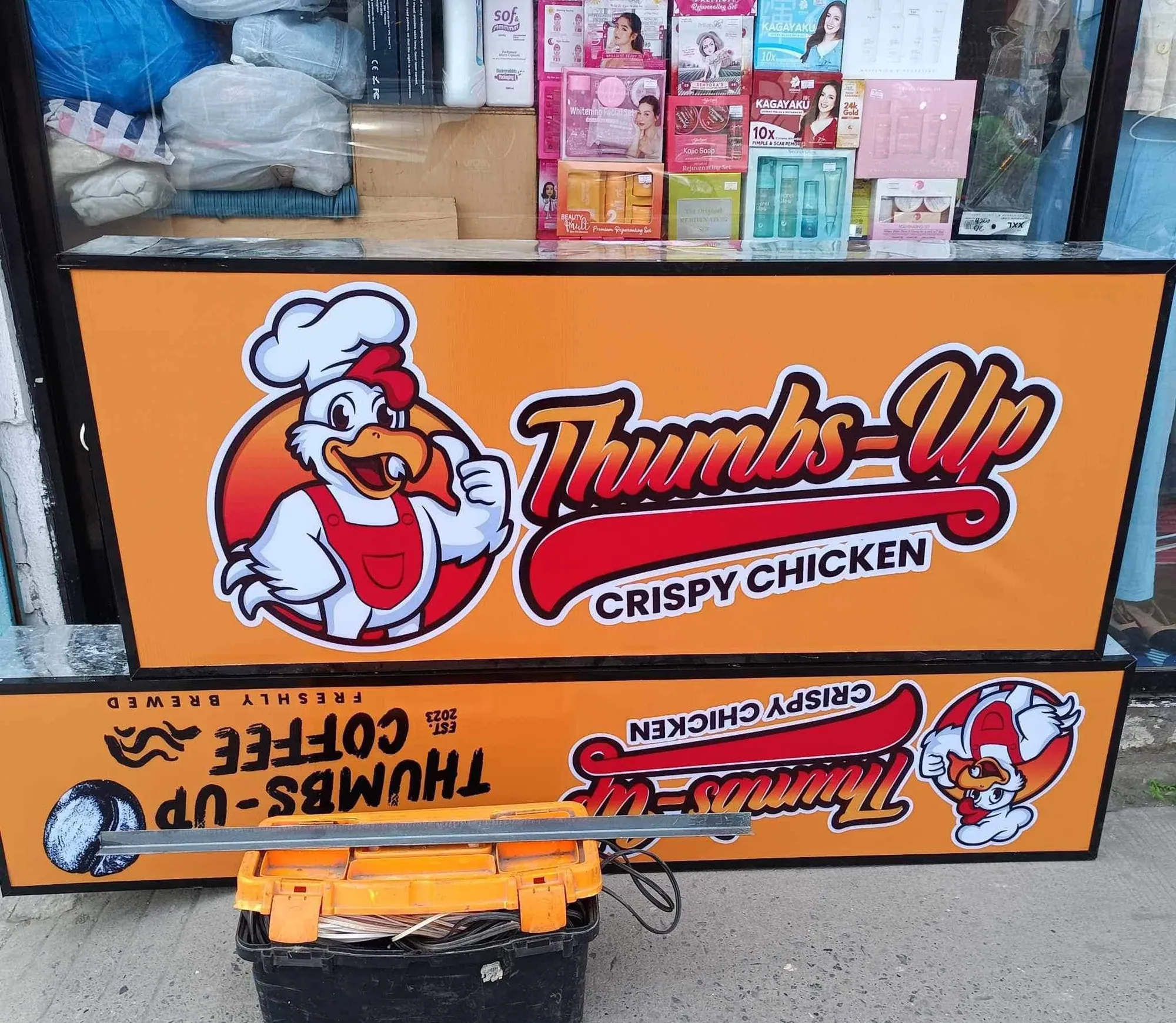 Thumbs-Up Crispy Chicken lighted sign, fresh off MCAV's printer